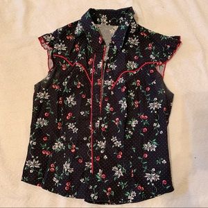 Vintage Handmade Strawberry Cotton Blouse